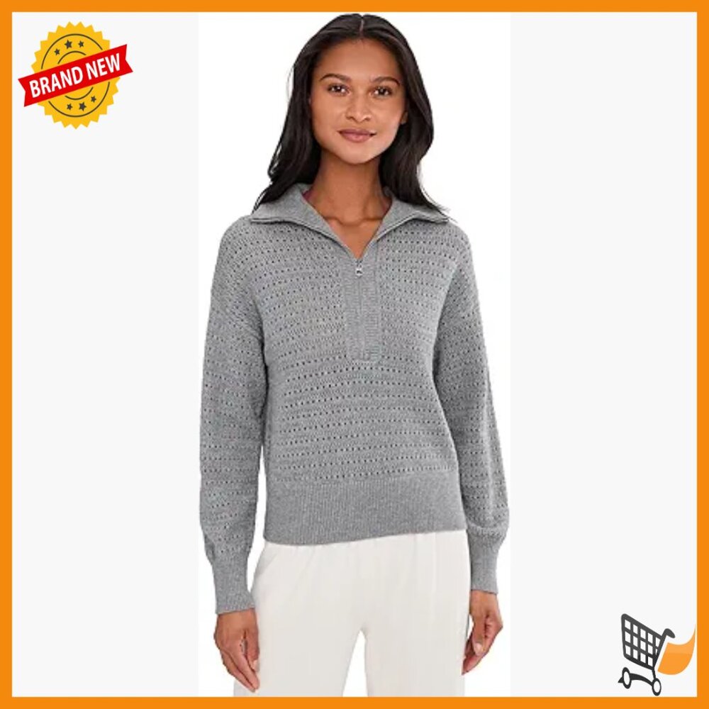 Long Sleeve Half Zip Pullover Sweater Relaxed Fit Rayon Blend Knit